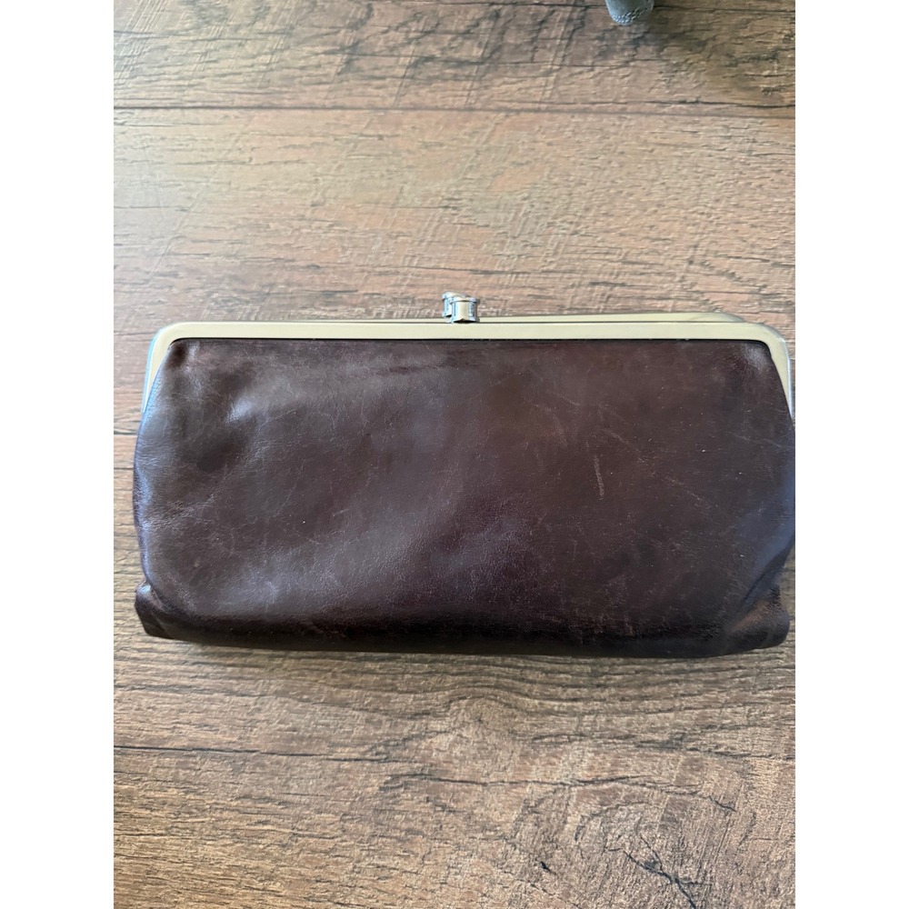HOBO Lauren Clutch Wallet Womens OS Brown Leather Kisslock Organizer